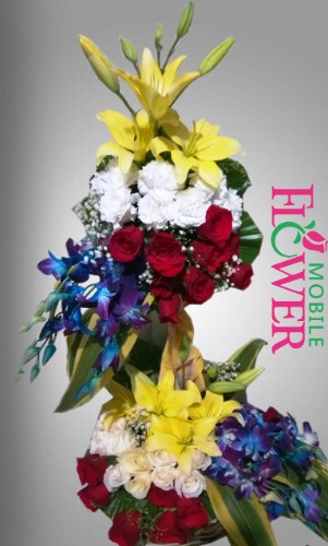 Assorted flowers tall arrangement / mobile flower pune